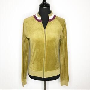 Juicy Couture vintage green gold velour full zip track jacket size Large